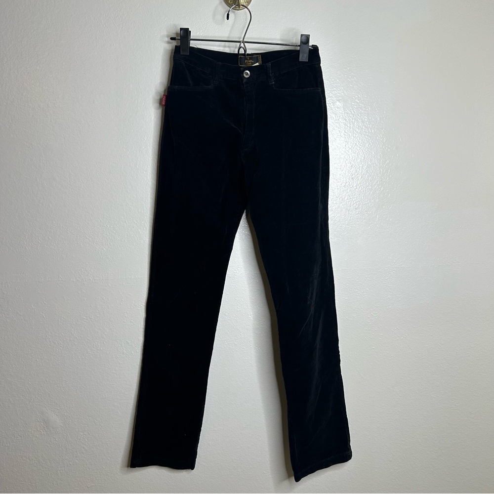 Vintage Fendi Black Corduroy Tapered Leg Pant